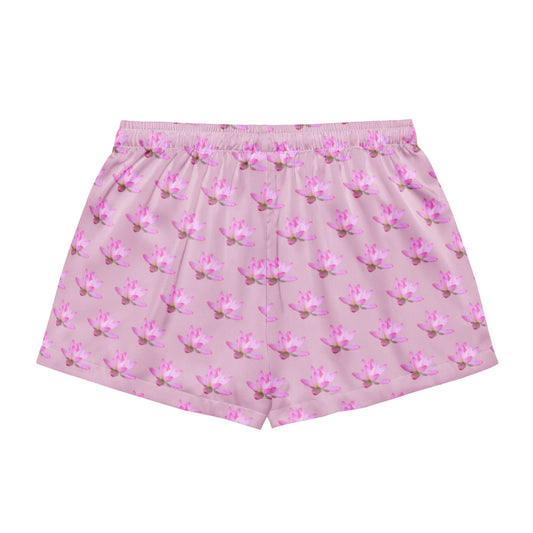 Lotus Pattern Women's Pajama Shorts - Cute Floral Sleepwear - PratSN