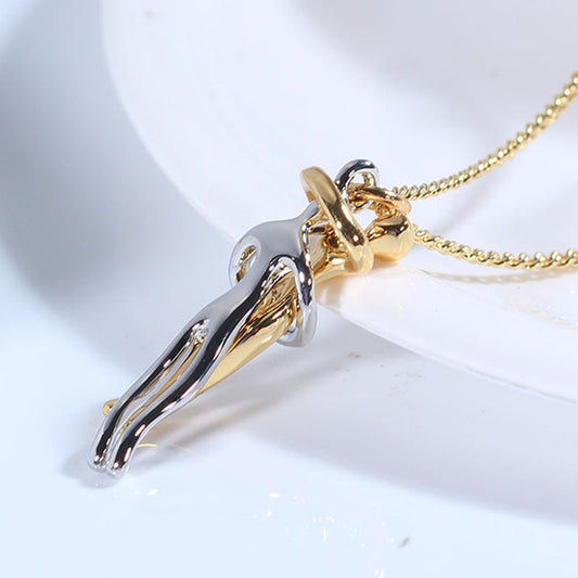 Love Hug Necklace Unisex Men Women Couple Jewelry Simple Temperament Clavicle Chain Valentines Day Lover Gift - PratSN