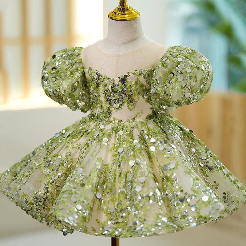Luxury Birthday Party Dress for Girls with Bow Pink Embroidered Short Evening Gowns Kids Pageant Formal Occasion Dresses Wedding - PratSN