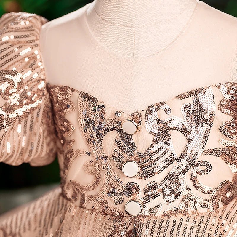 Luxury Birthday Party Dress for Girls with Bow Pink Embroidered Short Evening Gowns Kids Pageant Formal Occasion Dresses Wedding - PratSN