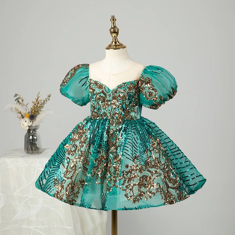 Luxury Birthday Party Dress for Girls with Bow Pink Embroidered Short Evening Gowns Kids Pageant Formal Occasion Dresses Wedding - PratSN