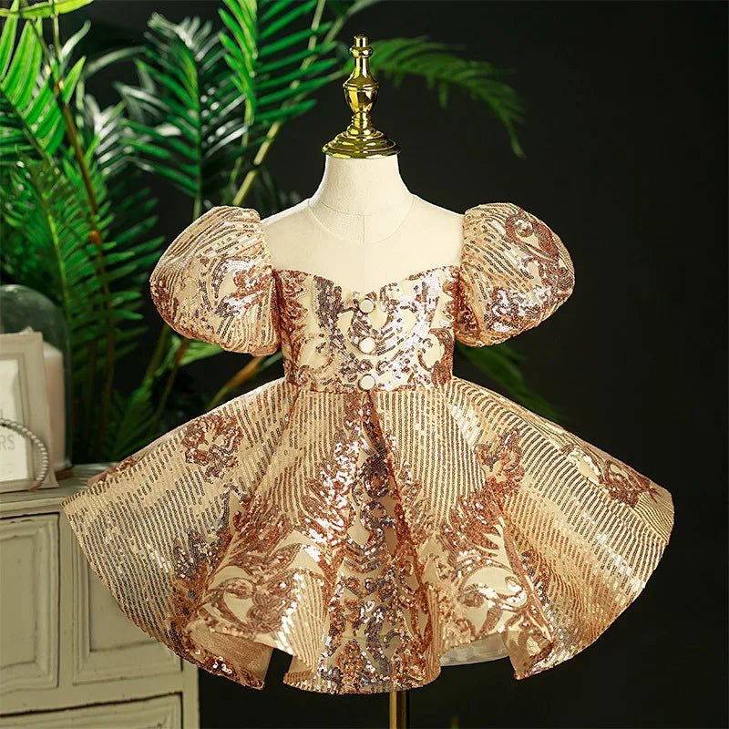 Luxury Birthday Party Dress for Girls with Bow Pink Embroidered Short Evening Gowns Kids Pageant Formal Occasion Dresses Wedding - PratSN