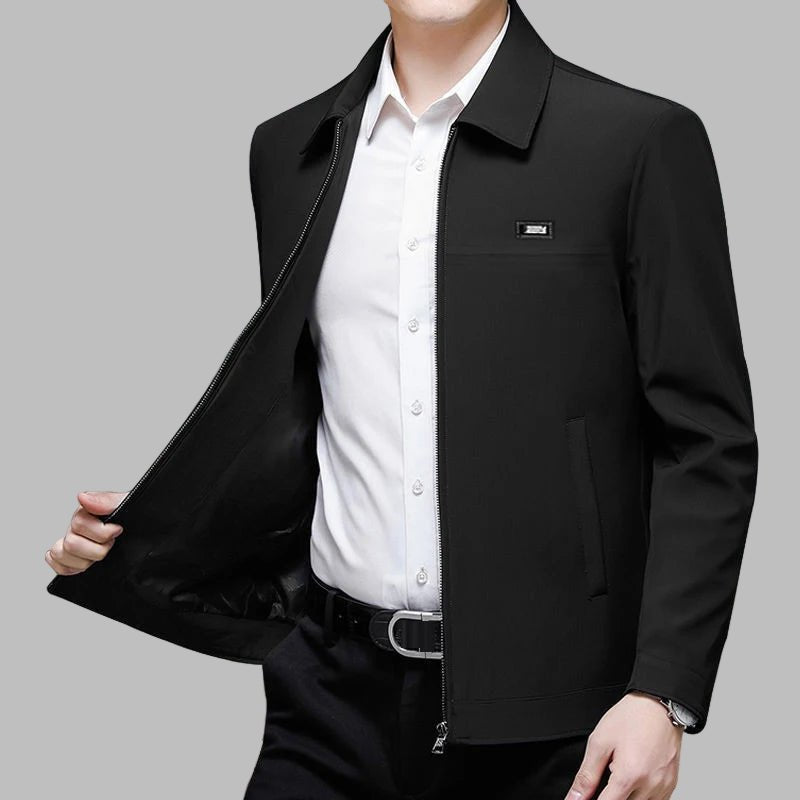 Luxury Blazer Men Jacket Business Office Dress Coat Loose Casual Turn - down Collar Zip Up Jacket - PratSN