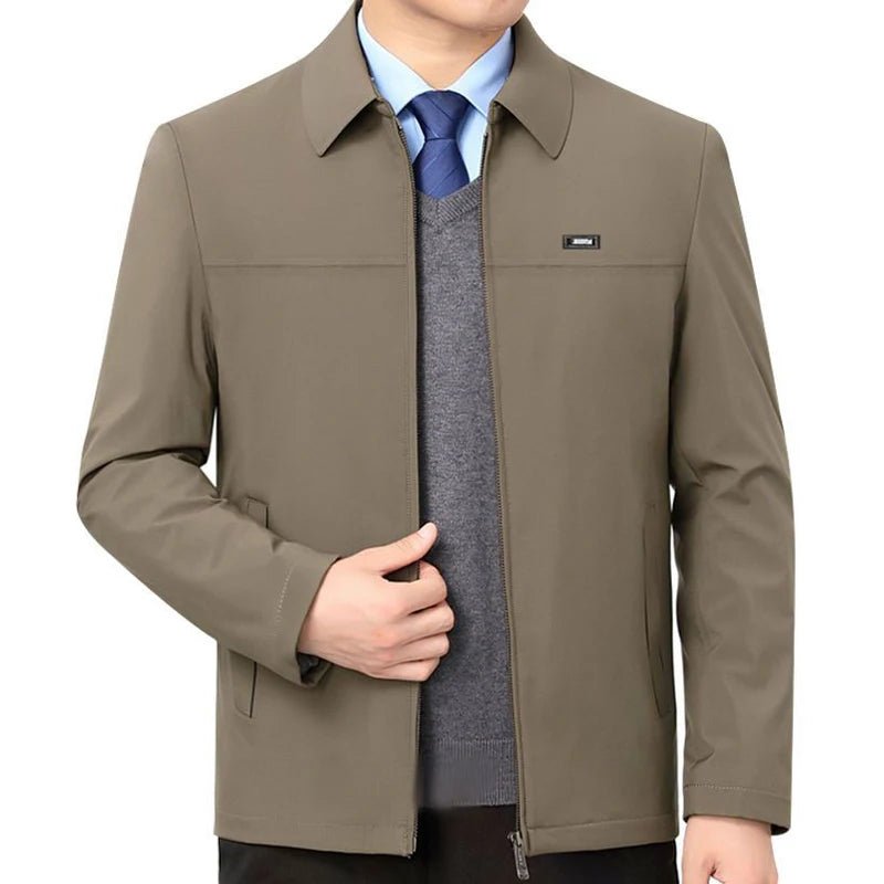 Luxury Blazer Men Jacket Business Office Dress Coat Loose Casual Turn - down Collar Zip Up Jacket - PratSN