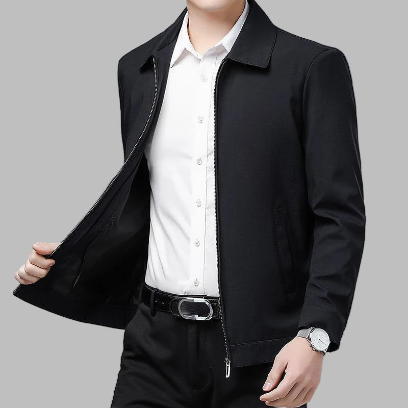 Luxury Blazer Men Jacket Business Office Dress Coat Loose Casual Turn - down Collar Zip Up Jacket - PratSN