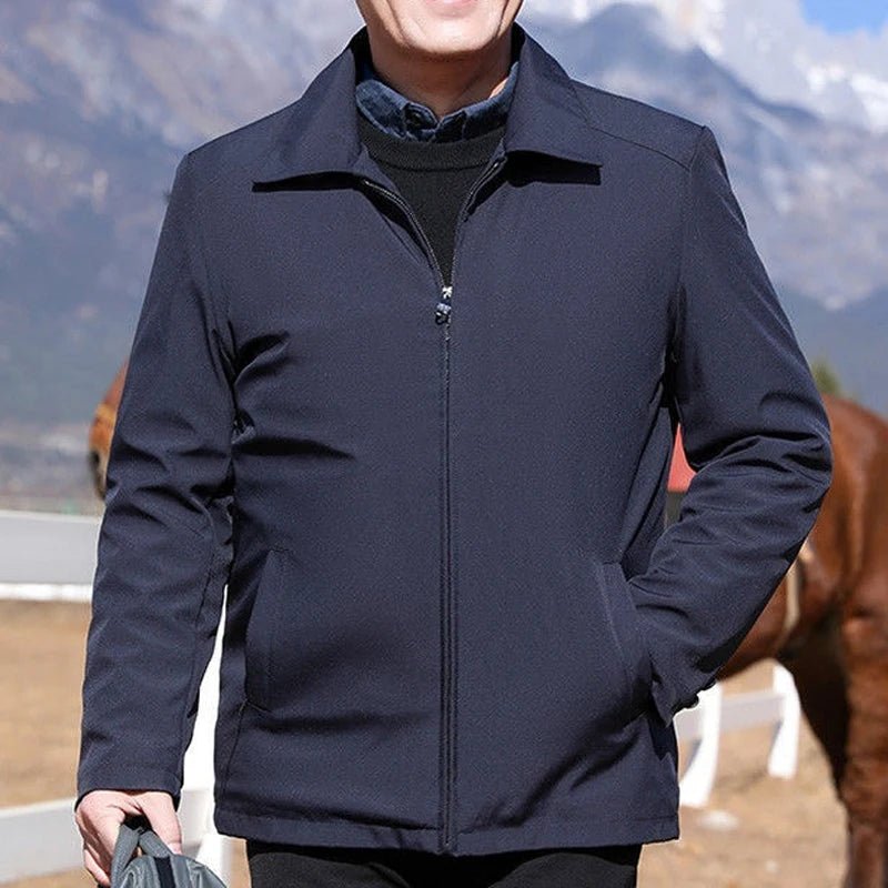 Luxury Blazer Men Jacket Business Office Dress Coat Loose Casual Turn - down Collar Zip Up Jacket - PratSN