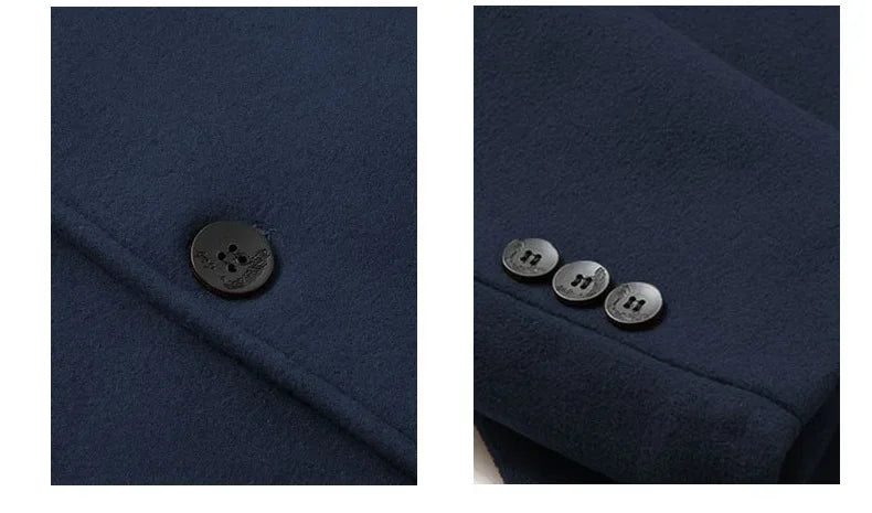 Luxury Business Casual Two - piece Illusion Padded Hooded Woolen Overcoat Autumn/winter High - end Men's Fleece Jacket - PratSN