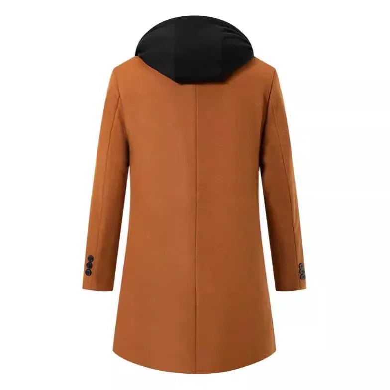 Luxury Business Casual Two - piece Illusion Padded Hooded Woolen Overcoat Autumn/winter High - end Men's Fleece Jacket - PratSN