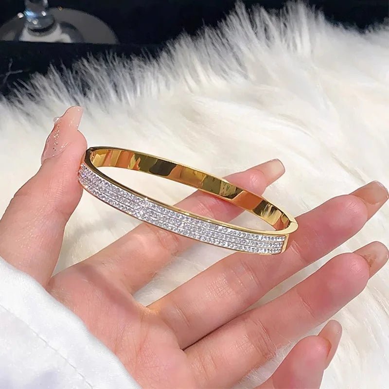 Luxury Gold Plated Bangles Jewelry Women's Hand Bracelet Stainless Steel Bangle Gifts for Women Fashion Accessories Mother's Day - PratSN