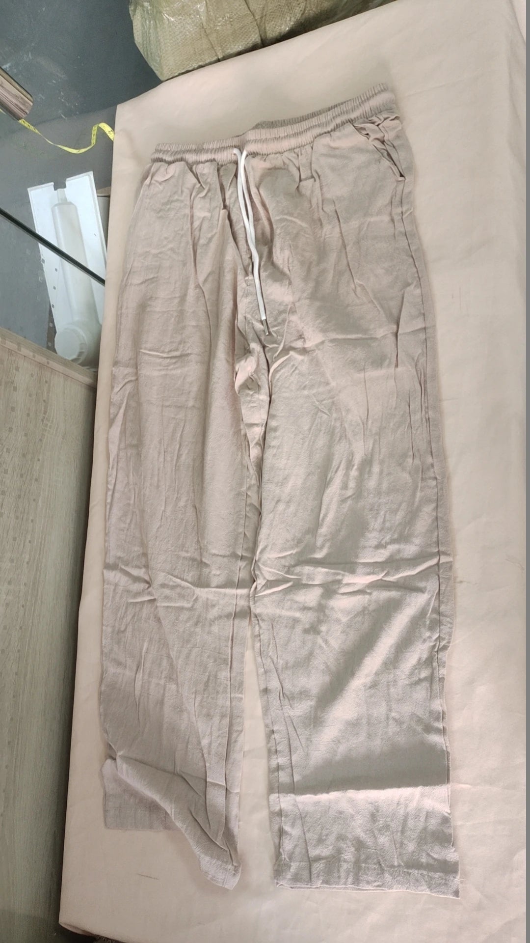 M - 3XL European and American Men's Simple and Fashionable Solid Color Casual Cotton and Linen Pants Lace up Loose Pants - PratSN
