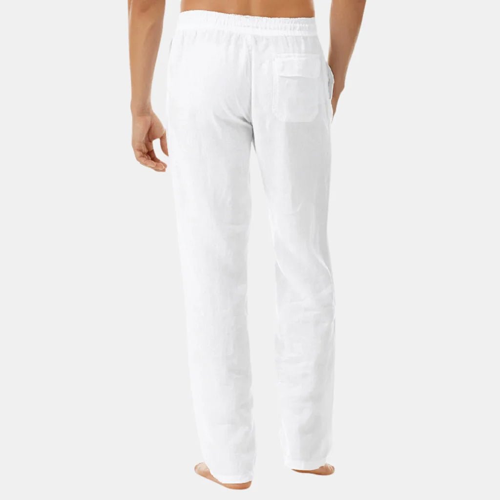 M - 3XL European and American Men's Simple and Fashionable Solid Color Casual Cotton and Linen Pants Lace up Loose Pants - PratSN