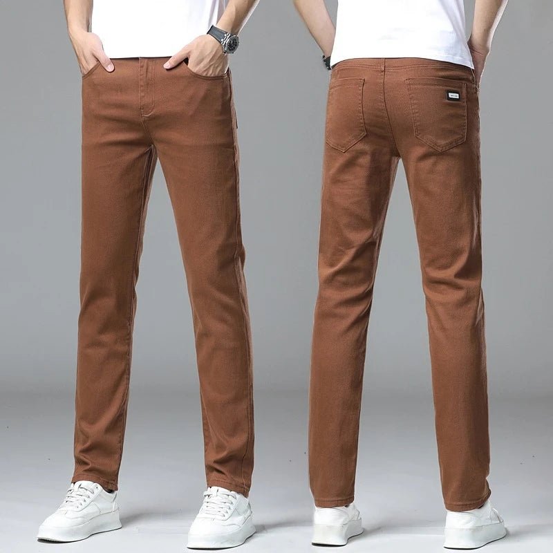 Male Luxury Classic Work Trousers Brand Clothing Casual Business Jeans Men's Straight Elastic Breathable Washed Denim Pants - PratSN