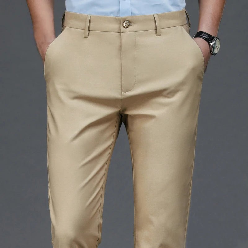 Male Pants Stretch Solid Black Smart Casual Men's Trousers Office Quick Dry Suit Pants New Spring Autumn Korean Straight Pants - PratSN