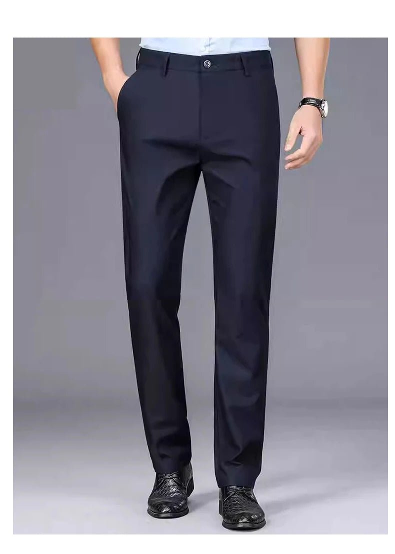 Male Pants Stretch Solid Black Smart Casual Men's Trousers Office Quick Dry Suit Pants New Spring Autumn Korean Straight Pants - PratSN