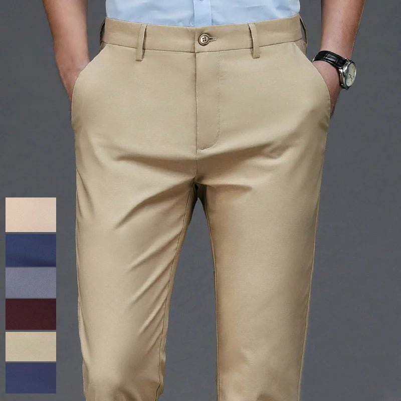 Male Pants Stretch Solid Black Smart Casual Men's Trousers Office Quick Dry Suit Pants New Spring Autumn Korean Straight Pants - PratSN