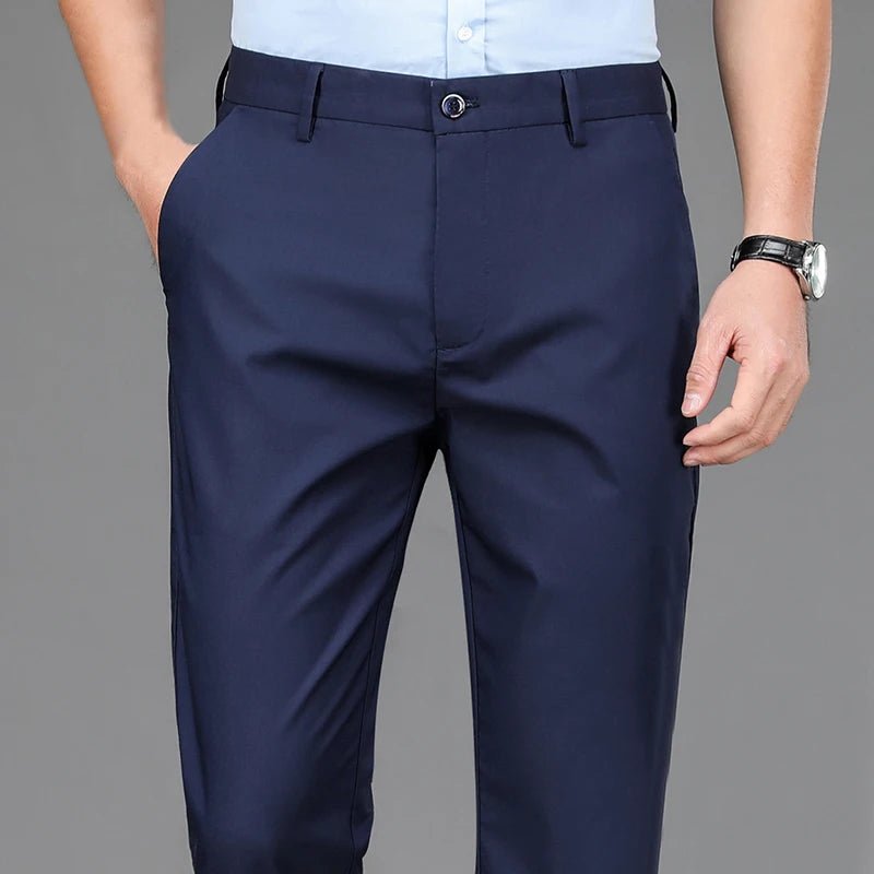 Male Pants Stretch Solid Black Smart Casual Men's Trousers Office Quick Dry Suit Pants New Spring Autumn Korean Straight Pants - PratSN