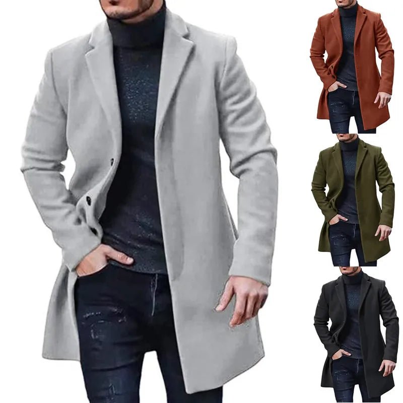 Male Streetwear Jackets Man's Solid Color Casual Outerwear And Coats Single Breasted Lapel Wool Men's Jacket For Spring Winter - PratSN