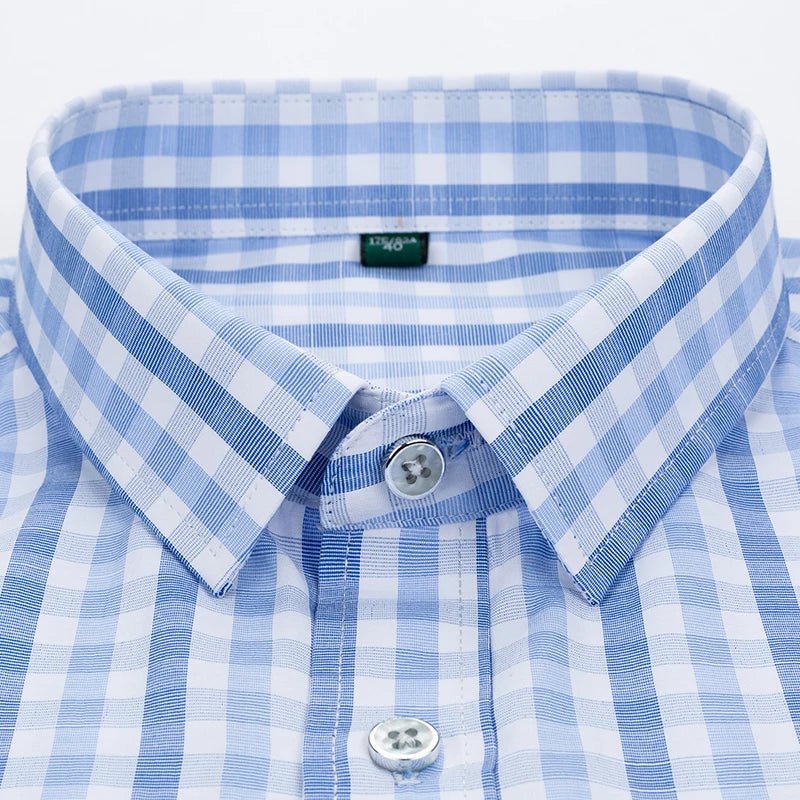 Man High Quality Men's clothing Casual Shirts Leisure Design Plaid Men's Social Shirts Short Sleeve Men's Dress Shirt for men - PratSN