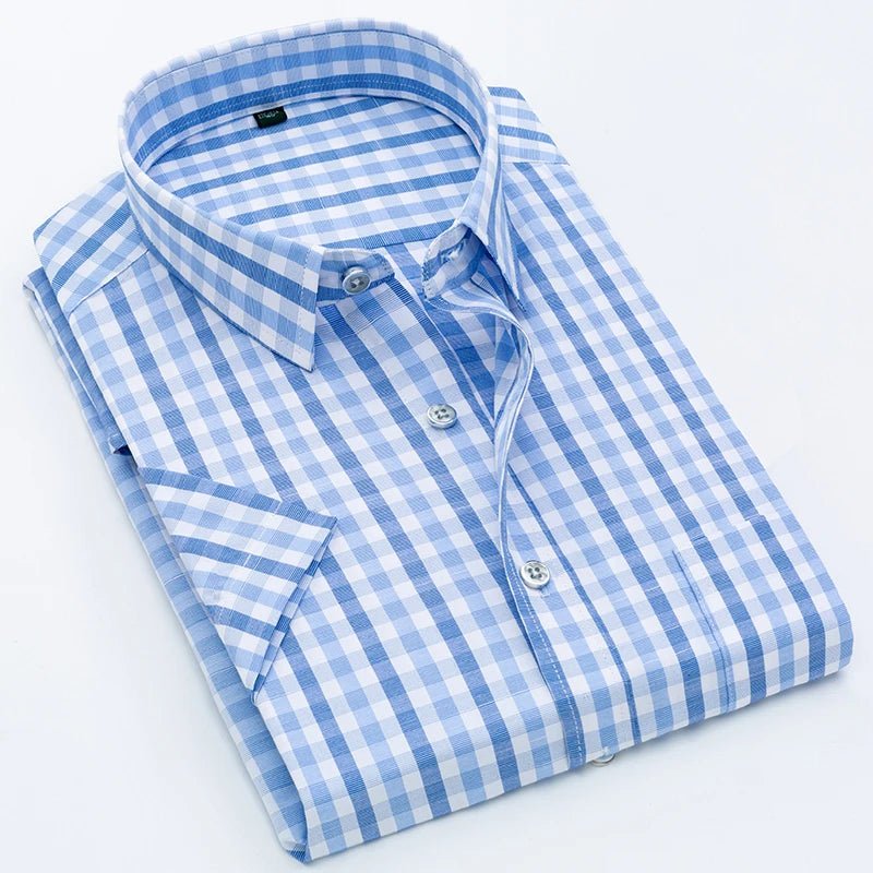 Man High Quality Men's clothing Casual Shirts Leisure Design Plaid Men's Social Shirts Short Sleeve Men's Dress Shirt for men - PratSN