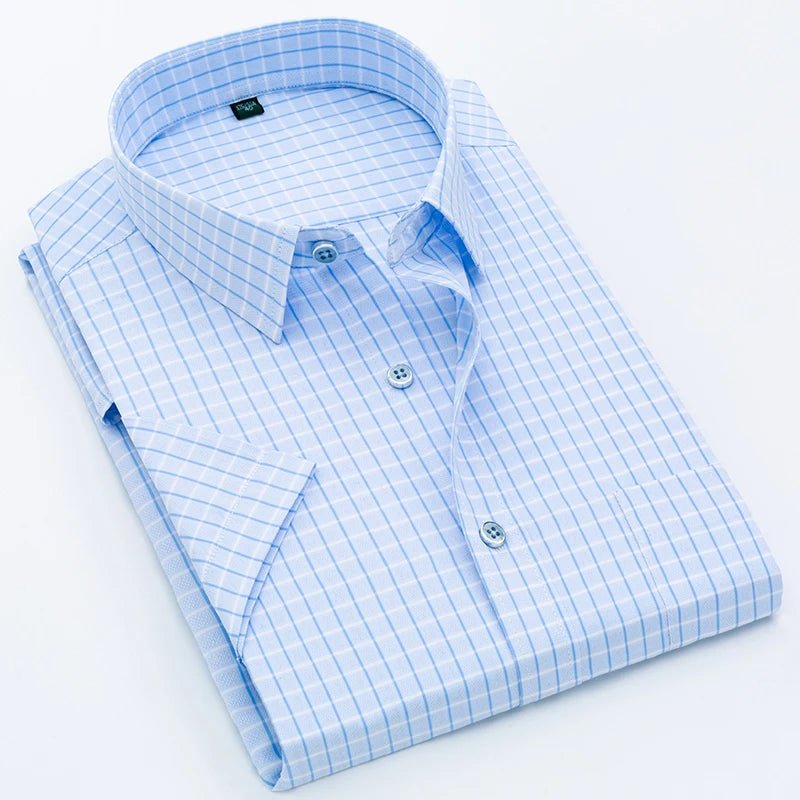 Man High Quality Men's clothing Casual Shirts Leisure Design Plaid Men's Social Shirts Short Sleeve Men's Dress Shirt for men - PratSN