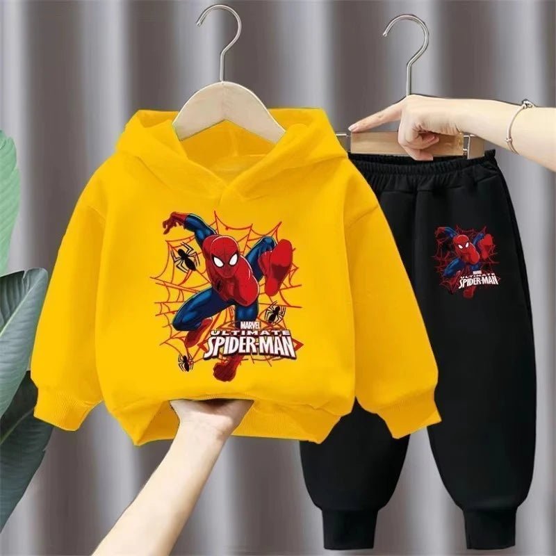 Marvel Spring Autumn Children's Clothing Sets Spiderman Boys Sweatshirt+Sweatpant 2pcs Kids Hooded Sport Pullover Set Tracksuit - PratSN