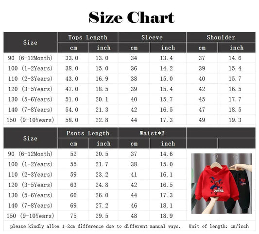 Marvel Spring Autumn Children's Clothing Sets Spiderman Boys Sweatshirt+Sweatpant 2pcs Kids Hooded Sport Pullover Set Tracksuit - PratSN