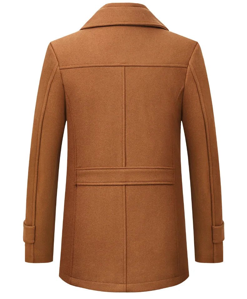 Maz2111 - Fall Winter Double Collar Woolen Men's Coat Casual Long Cotton Padded Men's Windbreaker - PratSN
