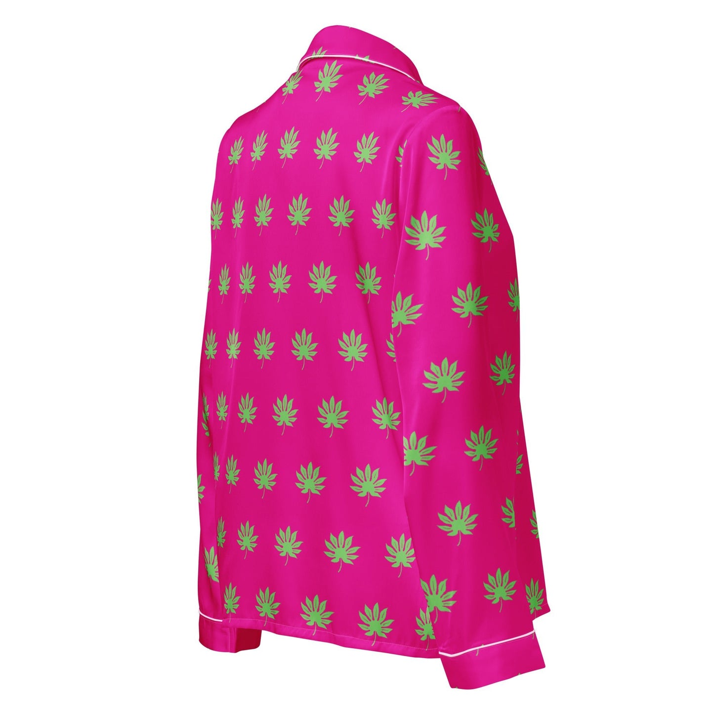 Medium voilet red leaf pattern sleep wear - women’s long sleeve pajama top - PratSN