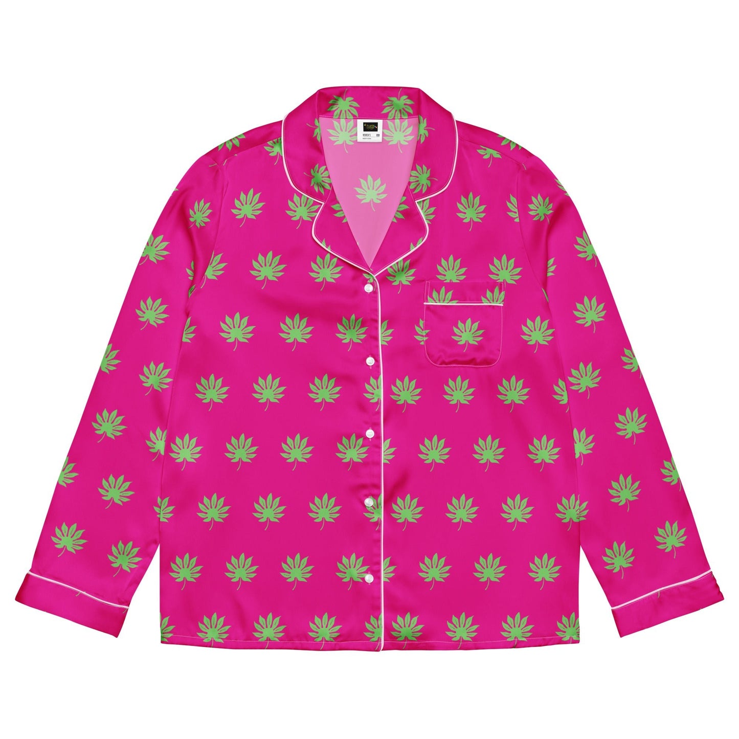 Medium voilet red leaf pattern sleep wear - women’s long sleeve pajama top - PratSN