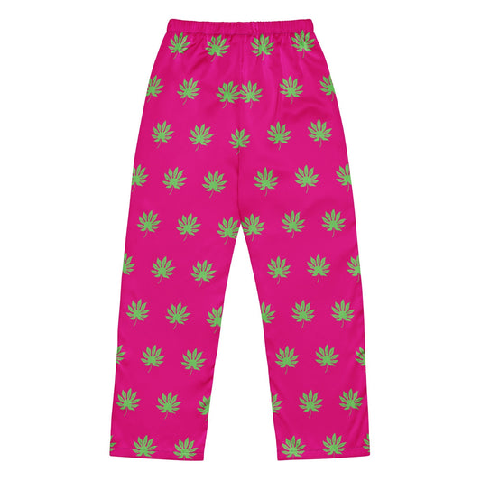 Medium voilet red leaf pattern sleep wear - women’s pajama pants - PratSN