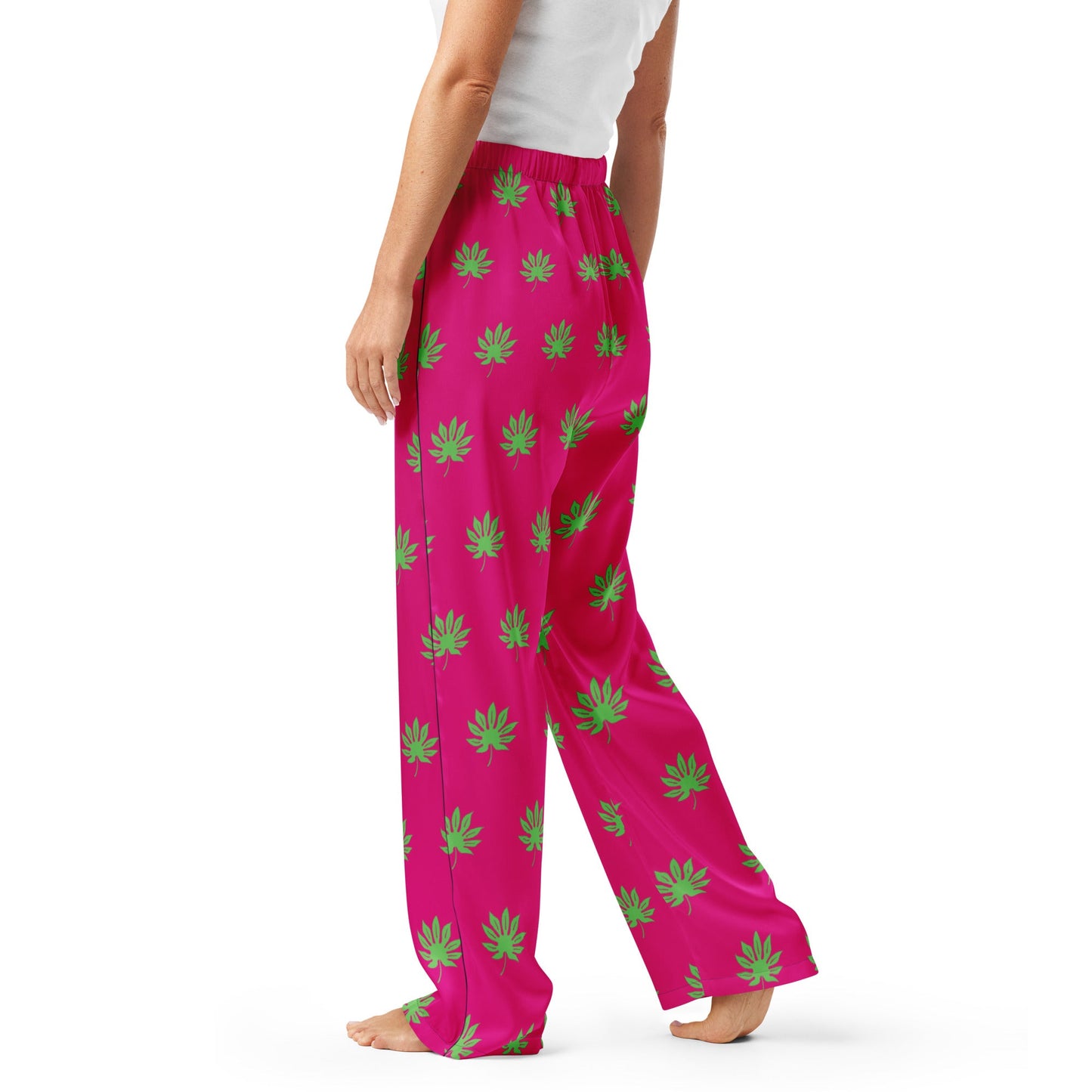 Medium voilet red leaf pattern sleep wear - women’s pajama pants - PratSN