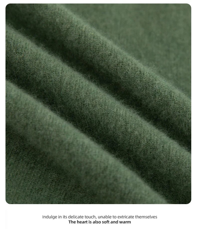 Men 100% Merino Wool Sweater V - Neck Pullover Autumn Winter Cashmere Warm Solid Knitwear Clothes Business Bottoming Soft Tops - PratSN