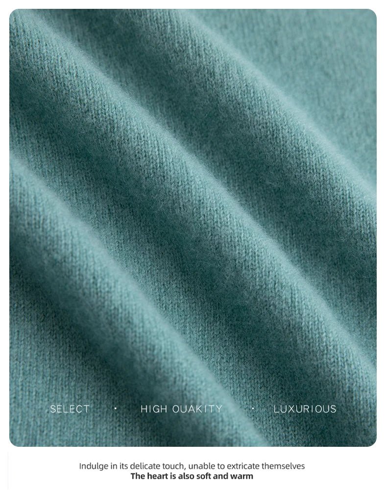 Men 100% Merino Wool Sweater V - Neck Pullover Autumn Winter Cashmere Warm Solid Knitwear Clothes Business Bottoming Soft Tops - PratSN