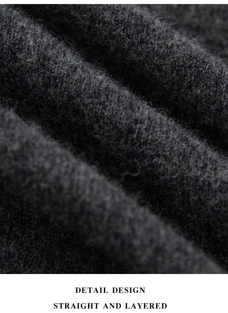 Men 100% Merino Wool Sweater V - Neck Pullover Autumn Winter Cashmere Warm Solid Knitwear Clothes Business Bottoming Soft Tops - PratSN