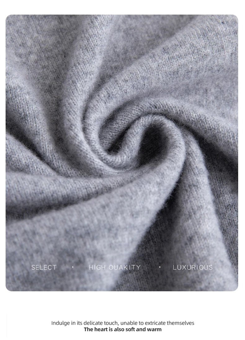Men 100% Merino Wool Sweater V - Neck Pullover Autumn Winter Cashmere Warm Solid Knitwear Clothes Business Bottoming Soft Tops - PratSN