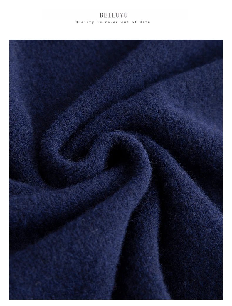 Men 100% Merino Wool Sweater V - Neck Pullover Autumn Winter Cashmere Warm Solid Knitwear Clothes Business Bottoming Soft Tops - PratSN