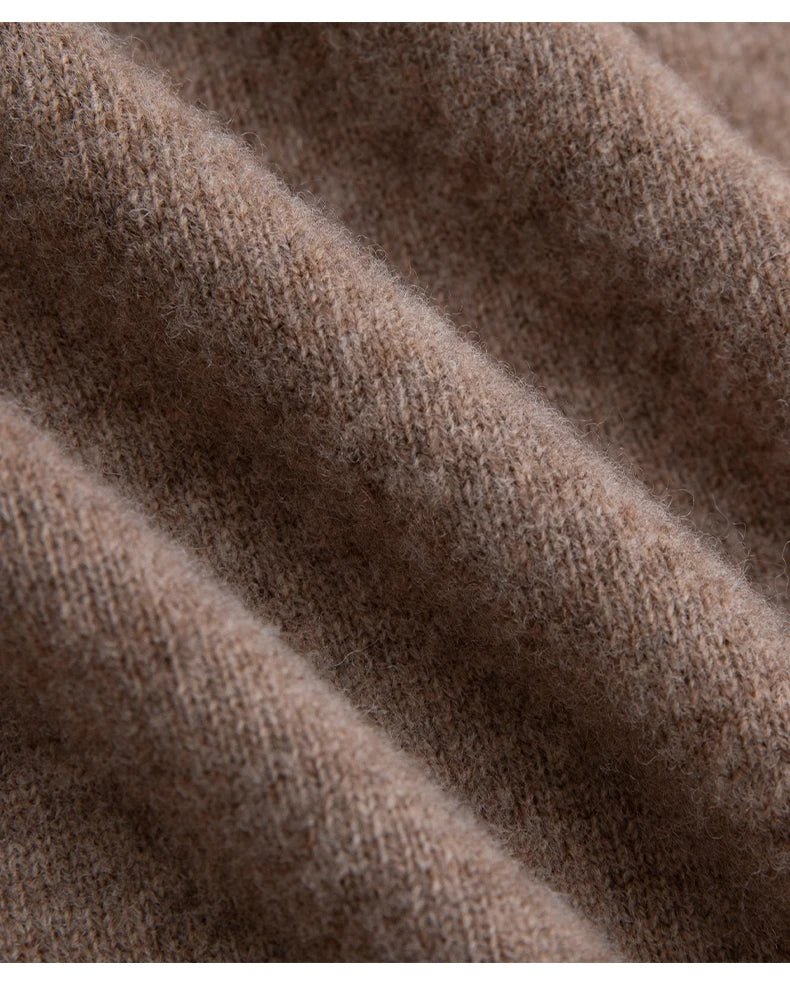 Men 100% Merino Wool Sweater V - Neck Pullover Autumn Winter Cashmere Warm Solid Knitwear Clothes Business Bottoming Soft Tops - PratSN