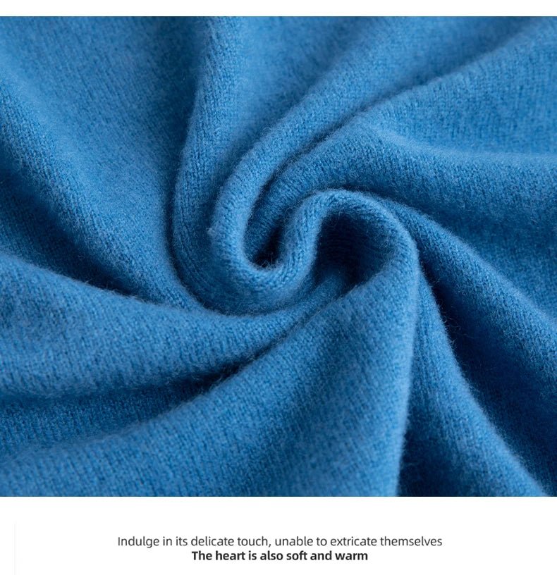 Men 100% Merino Wool Sweater V - Neck Pullover Autumn Winter Cashmere Warm Solid Knitwear Clothes Business Bottoming Soft Tops - PratSN