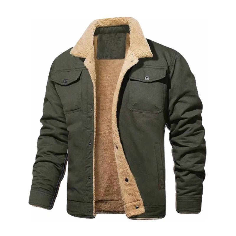 Men Autumnwinter Retro Plush Jacket Thickened Windproof Loose Comfortable Warm Fashionable Street Style Casual Work Jacket - PratSN