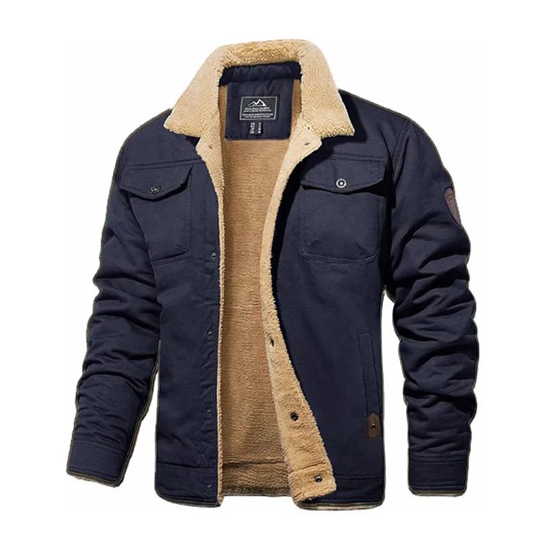 Men Autumnwinter Retro Plush Jacket Thickened Windproof Loose Comfortable Warm Fashionable Street Style Casual Work Jacket - PratSN