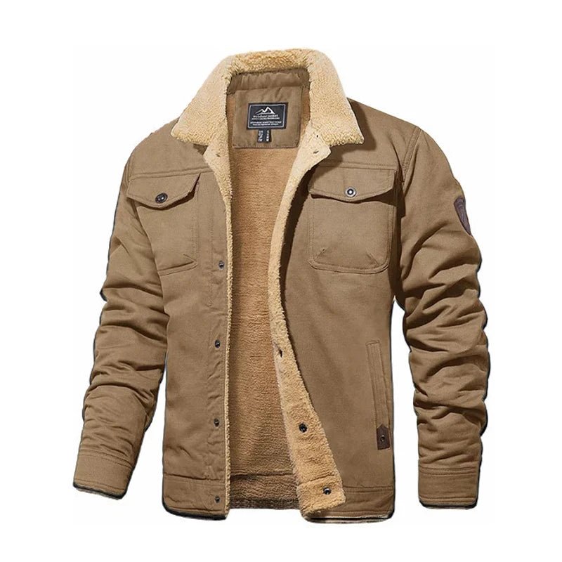 Men Autumnwinter Retro Plush Jacket Thickened Windproof Loose Comfortable Warm Fashionable Street Style Casual Work Jacket - PratSN