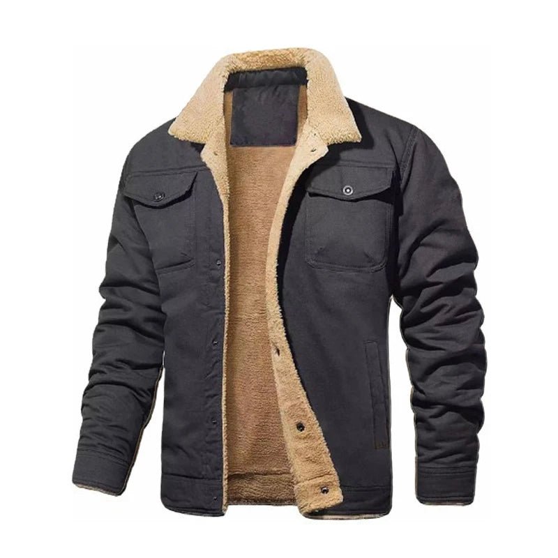 Men Autumnwinter Retro Plush Jacket Thickened Windproof Loose Comfortable Warm Fashionable Street Style Casual Work Jacket - PratSN