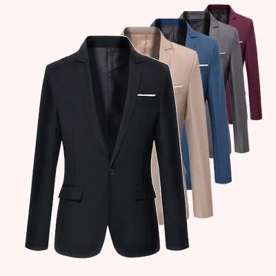 Men Blazer Single Button Cardigan Full Sleeve Slim Fit Turn Down Collar Top Blazer Solid Smart Casual Outwear Spring 2025 - PratSN