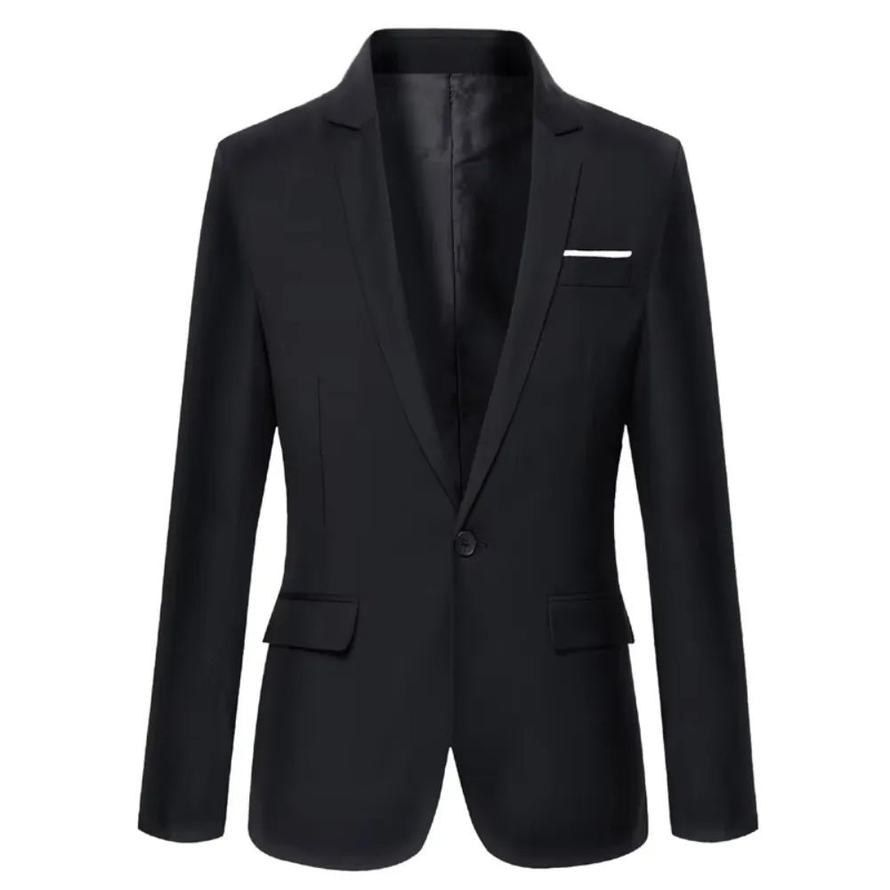 Men Blazer Single Button Cardigan Full Sleeve Slim Fit Turn Down Collar Top Blazer Solid Smart Casual Outwear Spring 2025 - PratSN