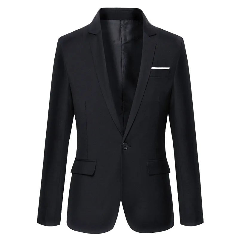 Men Blazer Single Button Cardigan Full Sleeve Slim Fit Turn Down Collar Top Blazer Solid Smart Casual Outwear Spring 2025 - PratSN