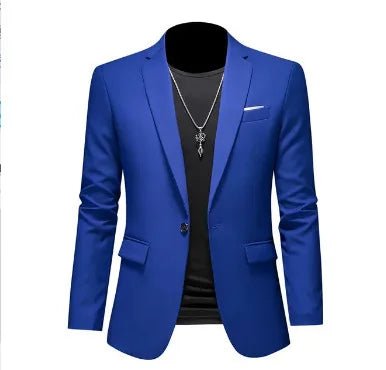Men Blazer Single Button Cardigan Full Sleeve Slim Fit Turn Down Collar Top Blazer Solid Smart Casual Outwear Spring 2025 - PratSN