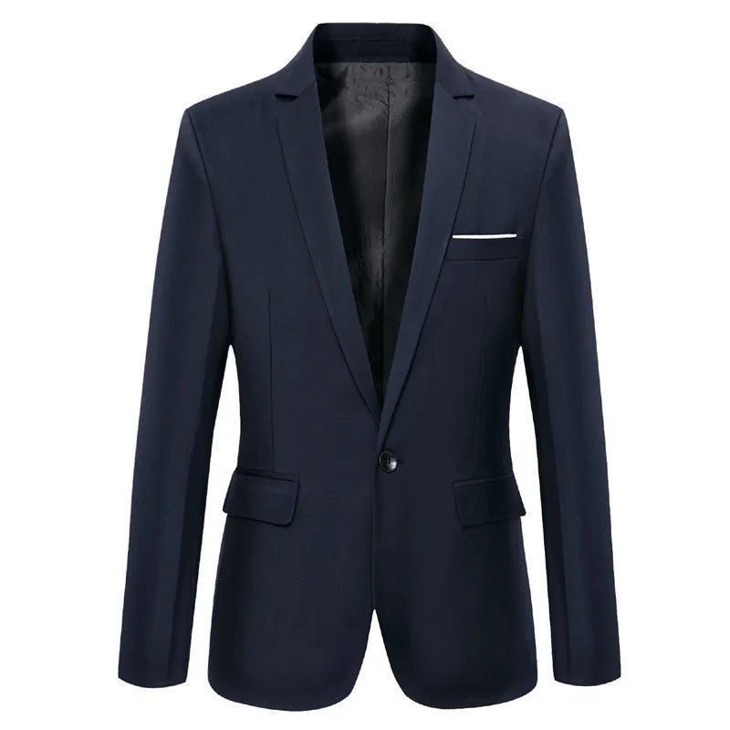 Men Blazer Single Button Cardigan Full Sleeve Slim Fit Turn Down Collar Top Blazer Solid Smart Casual Outwear Spring 2025 - PratSN
