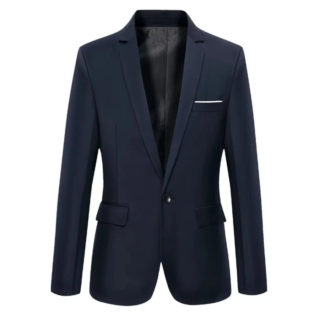 Men Blazer Single Button Cardigan Full Sleeve Slim Fit Turn Down Collar Top Blazer Solid Smart Casual Outwear Spring 2025 - PratSN