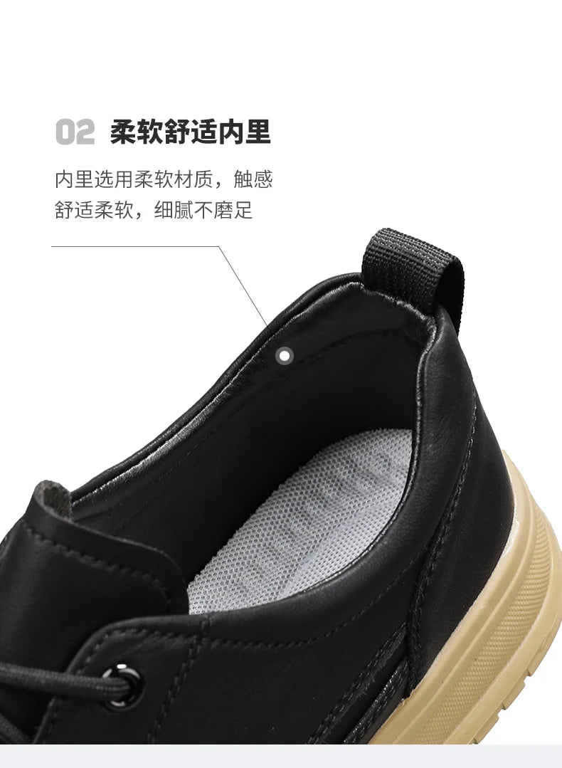 Men Casual Shoes High - Grade Leather Work Shoes Lace - up Flats Sneakers Platform British Business Party Dress Shoes For Male 39 - 44 - PratSN
