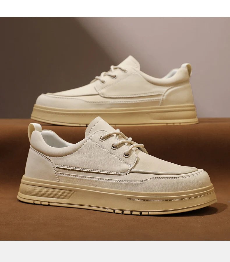 Men Casual Shoes High - Grade Leather Work Shoes Lace - up Flats Sneakers Platform British Business Party Dress Shoes For Male 39 - 44 - PratSN
